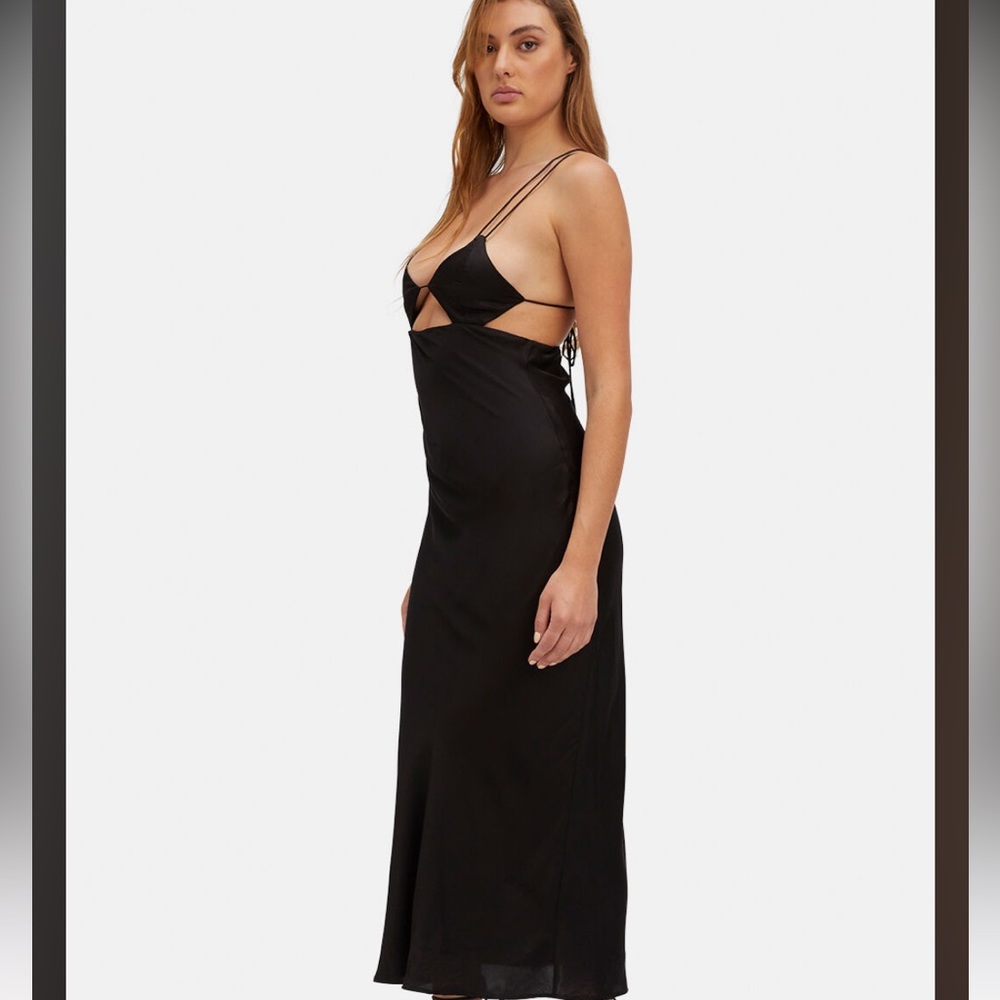 LUCIA MIDI SLIP DRESS IN BLACK size 6